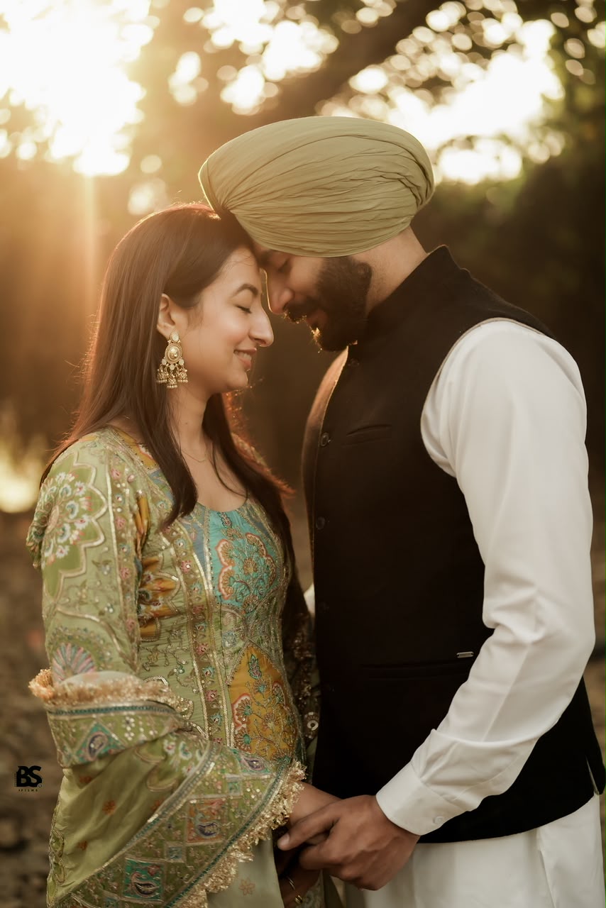 Couple sharing a close golden-hour moment